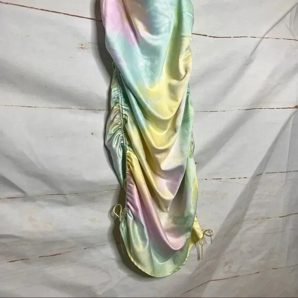 DO + BE Side Ruched Tie Dye Dress Size Medium Adjustable Straps Square Neck - Picture 3 of 13